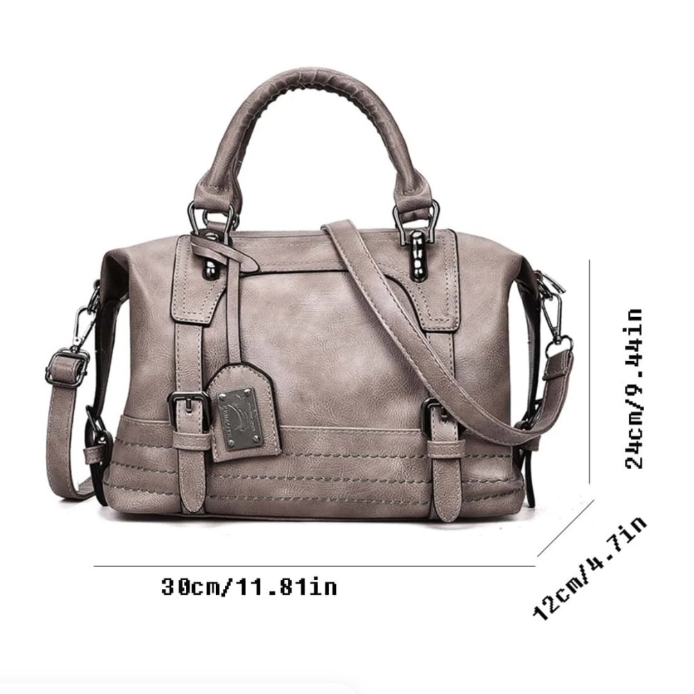 Gray vegan leather tote bag - Picture 3 of 4